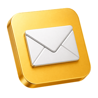 Icono decorativo en 3D con forma de sobre de correo en la página de contacto